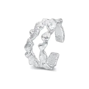 Sterling Silver Openwork Alien Texture Band Ring