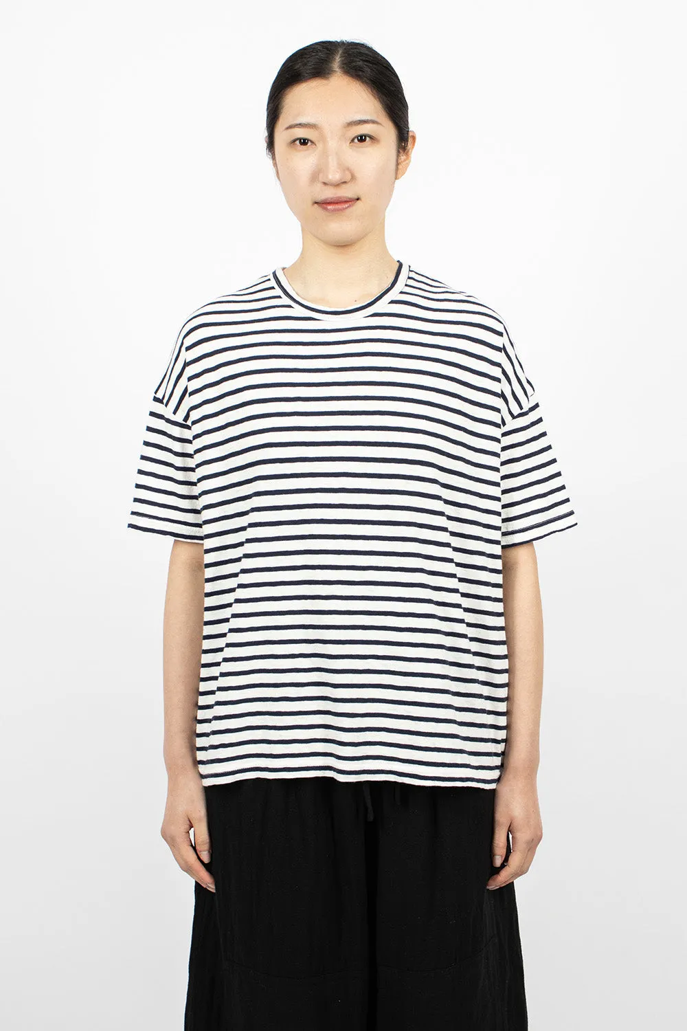 Stripe Knit T-Shirt White/Navy