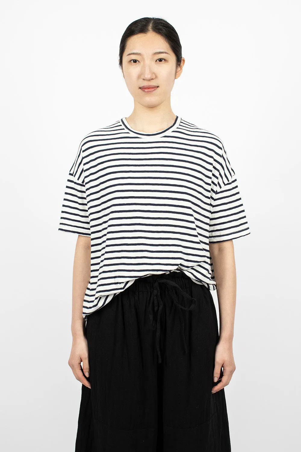 Stripe Knit T-Shirt White/Navy