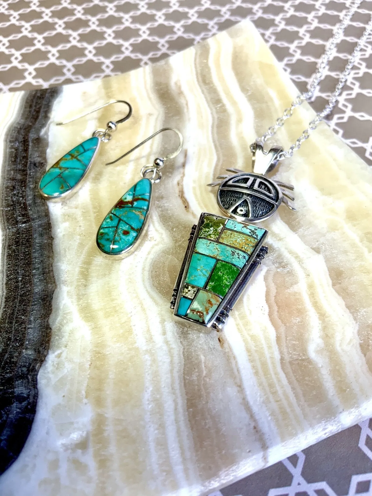 The Right Shade of Blue Kingman Turquoise Inlay Earrings