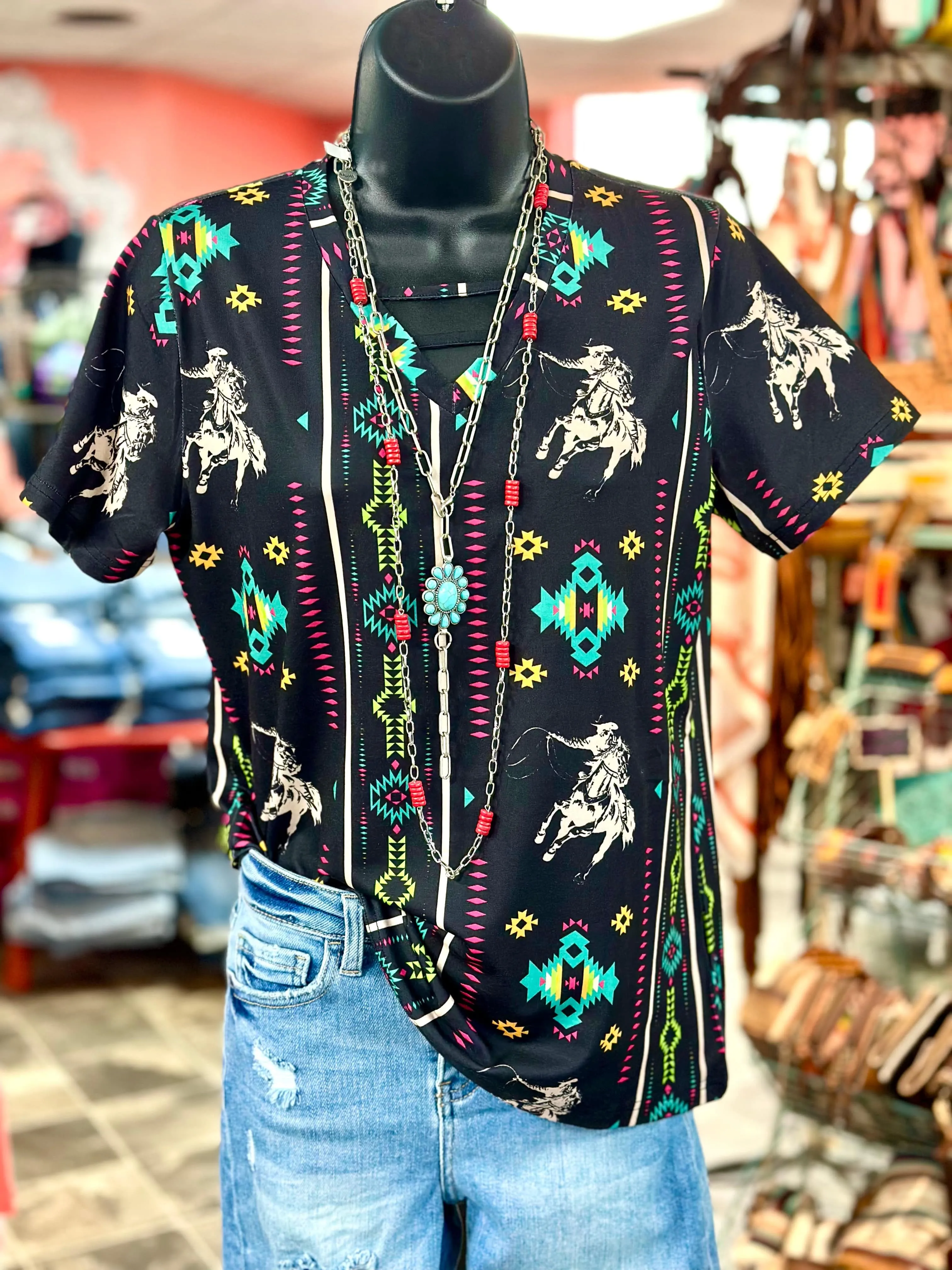 The Western Wickenburg Days V Neck Top