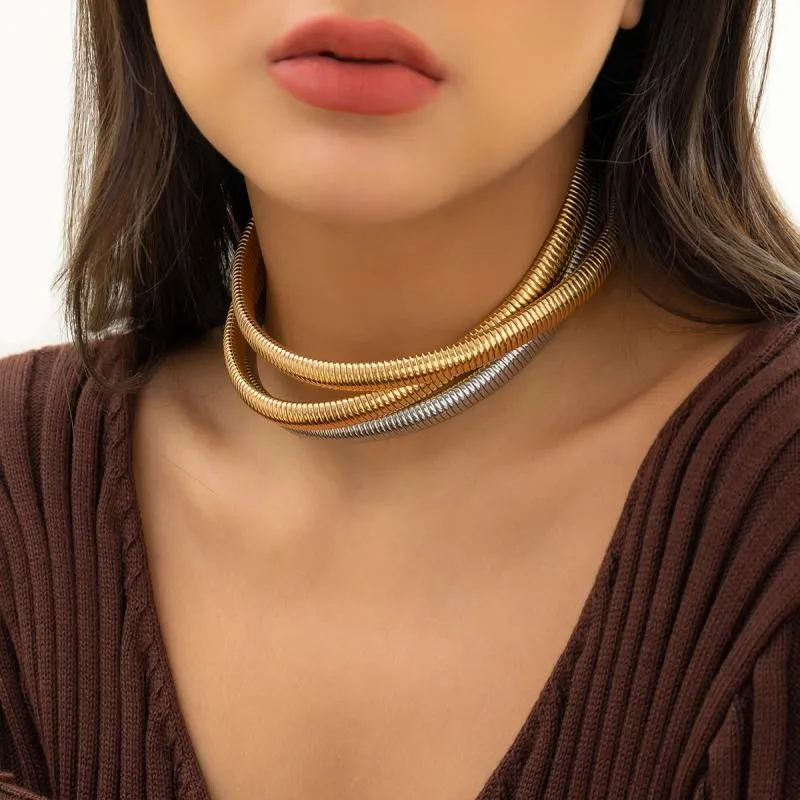 Three-tone Layer Snake Chain Choker