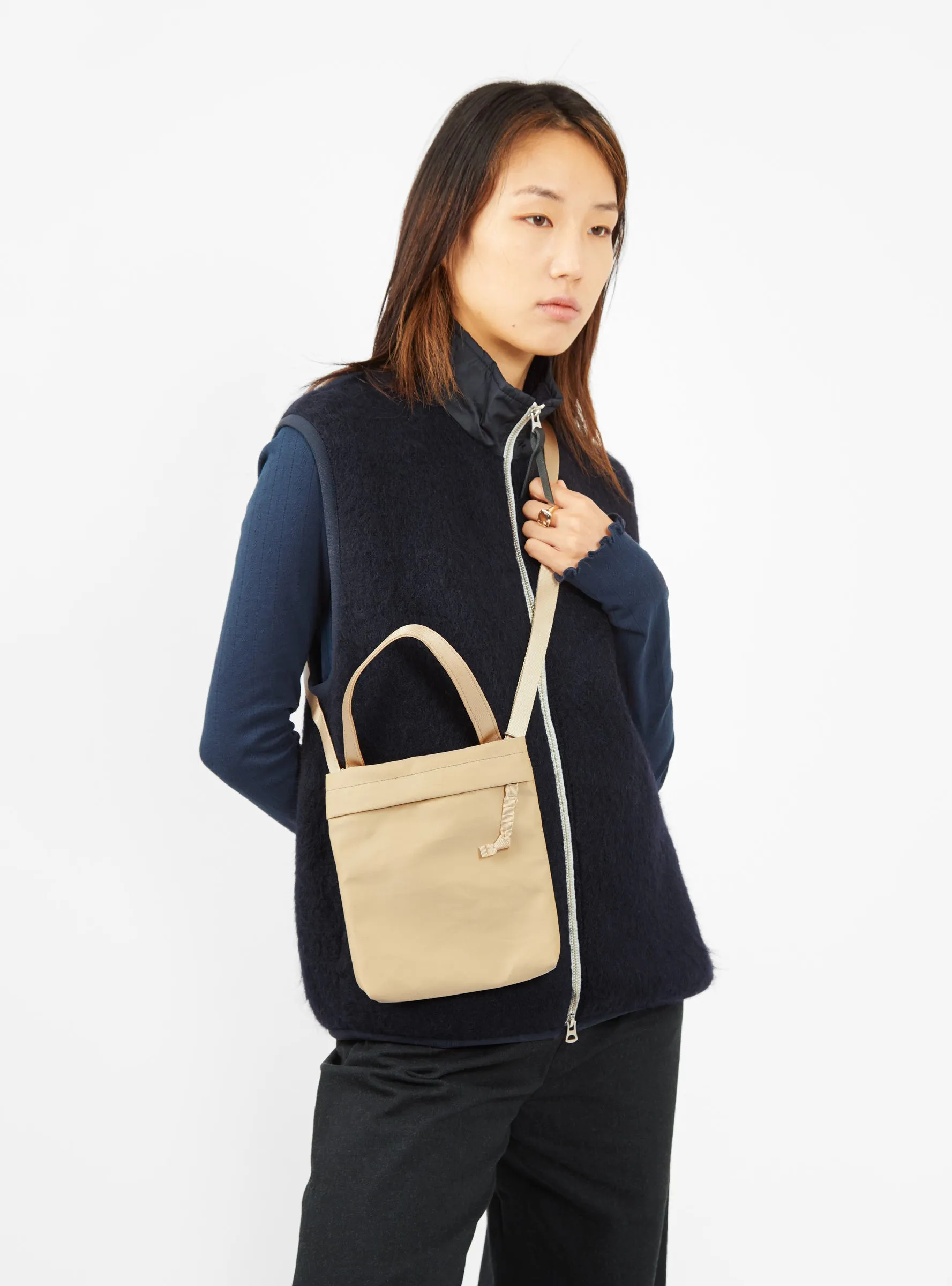 Water Repellent Shoulder Bag Beige