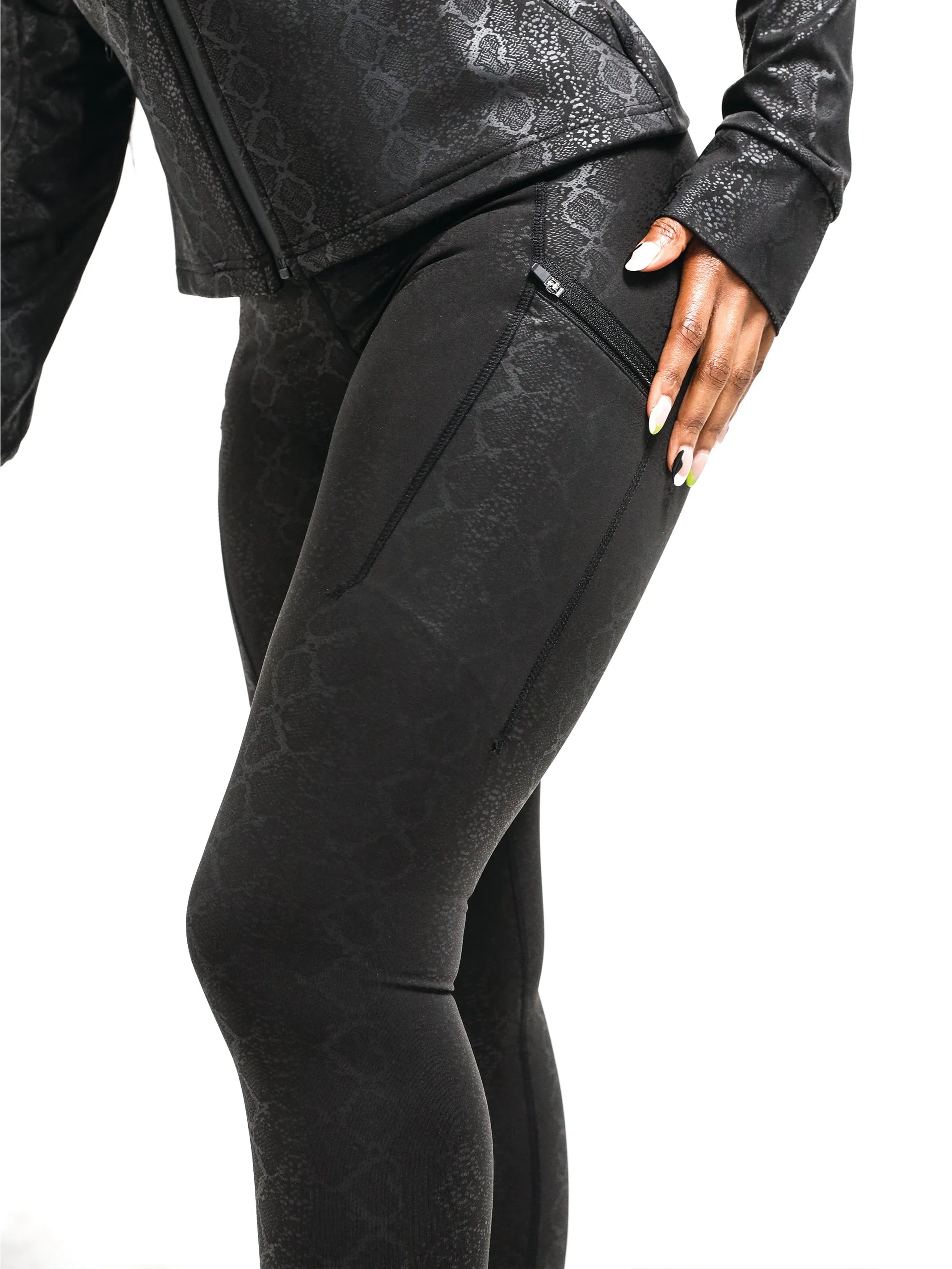 Women's Black Python Premium Tights