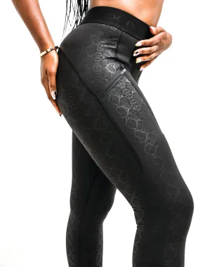 Women's Black Python Premium Tights